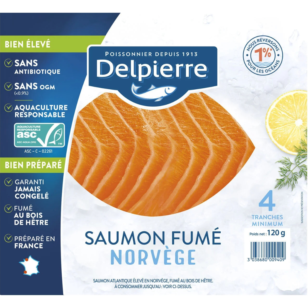 Pro-Inter | Delpierre 120g | Saumon fumé Norvège 