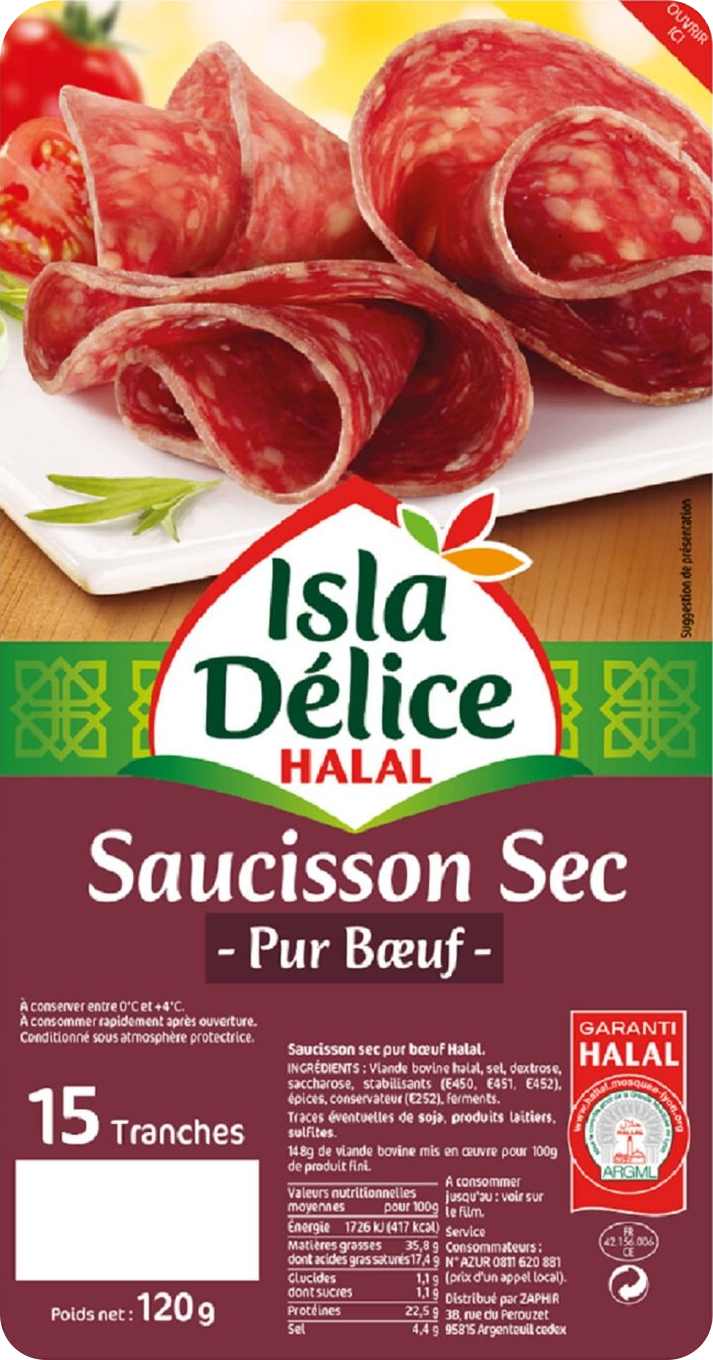 Pro-Inter | Isla Délice 120g | Saucisson sec boeuf 